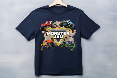 Custom kids monster truck t-shirt with child’s name printed