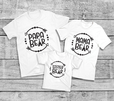 Family Bear T-shirts – Mama, Papa, Brother, Sister & Baby Bear matching set