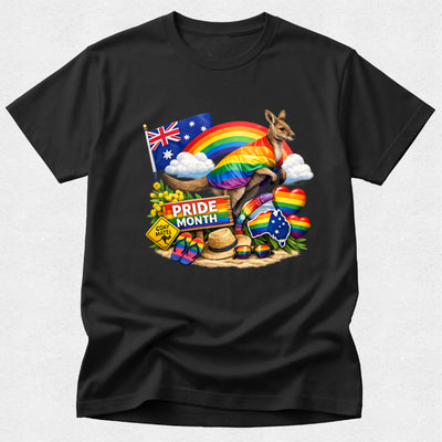 Rainbow Pride Month Kangaroo Australian Tshirt