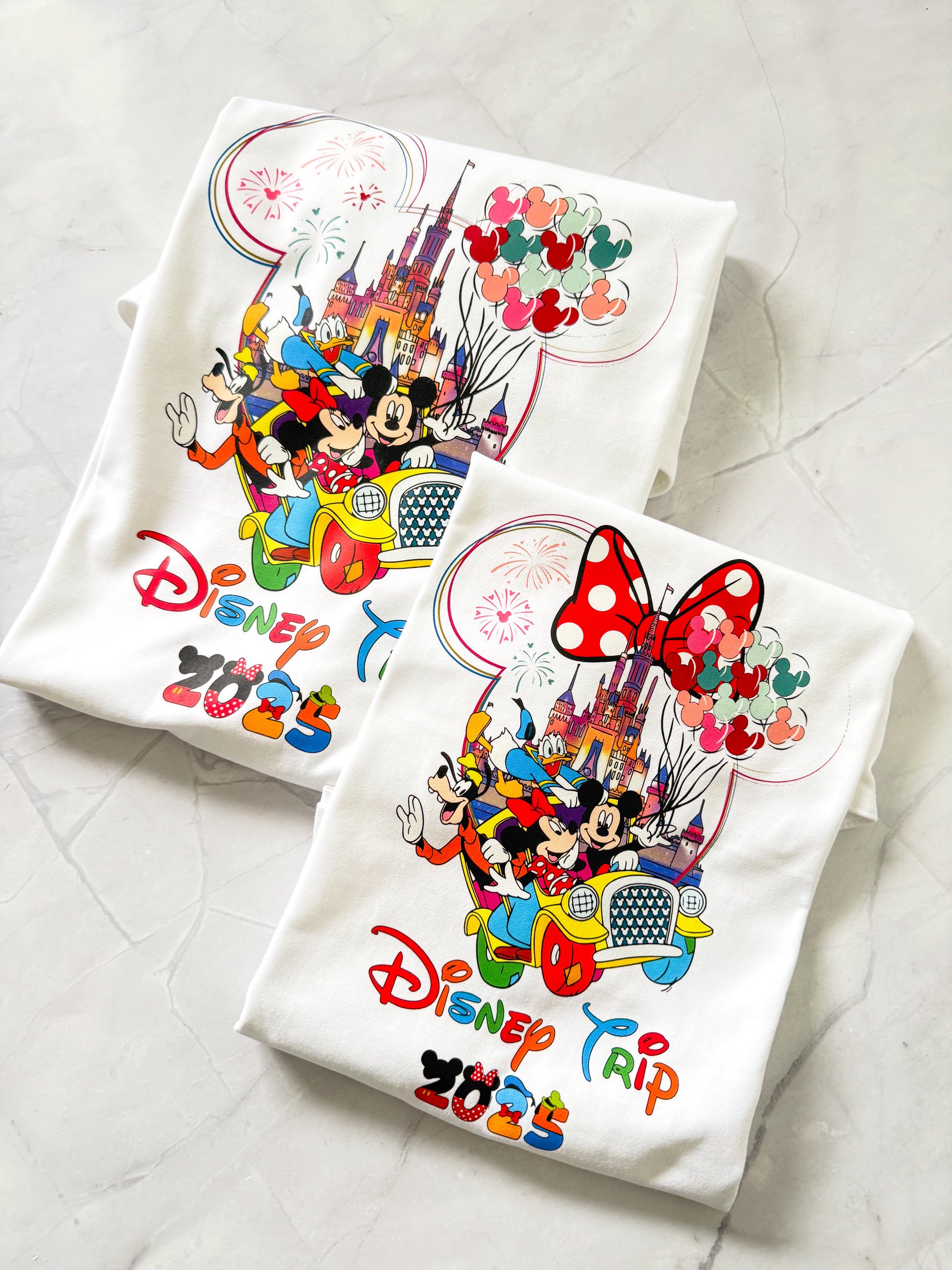 Disney castle bound t-shirt – styled flat lay with travel essentials