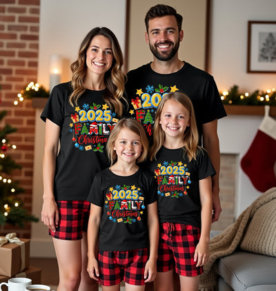 Holly Jolly Christmas Matching Family T-Shirt, festive outfit for family photos and gatherings.