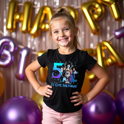 Magical Frozen Birthday Shirt featuring all Frozen characters on soft cotton tee