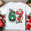 Flat lay of 67 Themed Santa and Reindeer holiday shirt