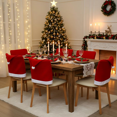 Personalised Christmas Chair Cover Sets - Santa Hat Festive Holiday Decorations