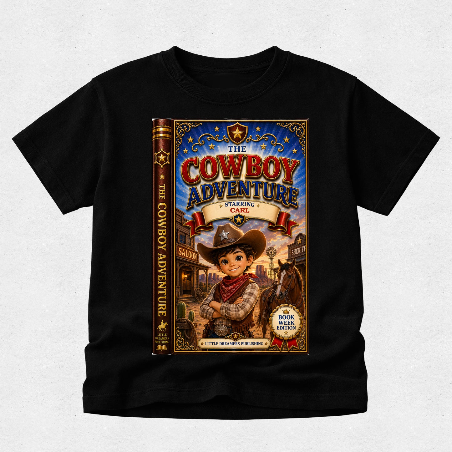 Personalised Book Starring your Child Tshirt - Book Week - Cowboy