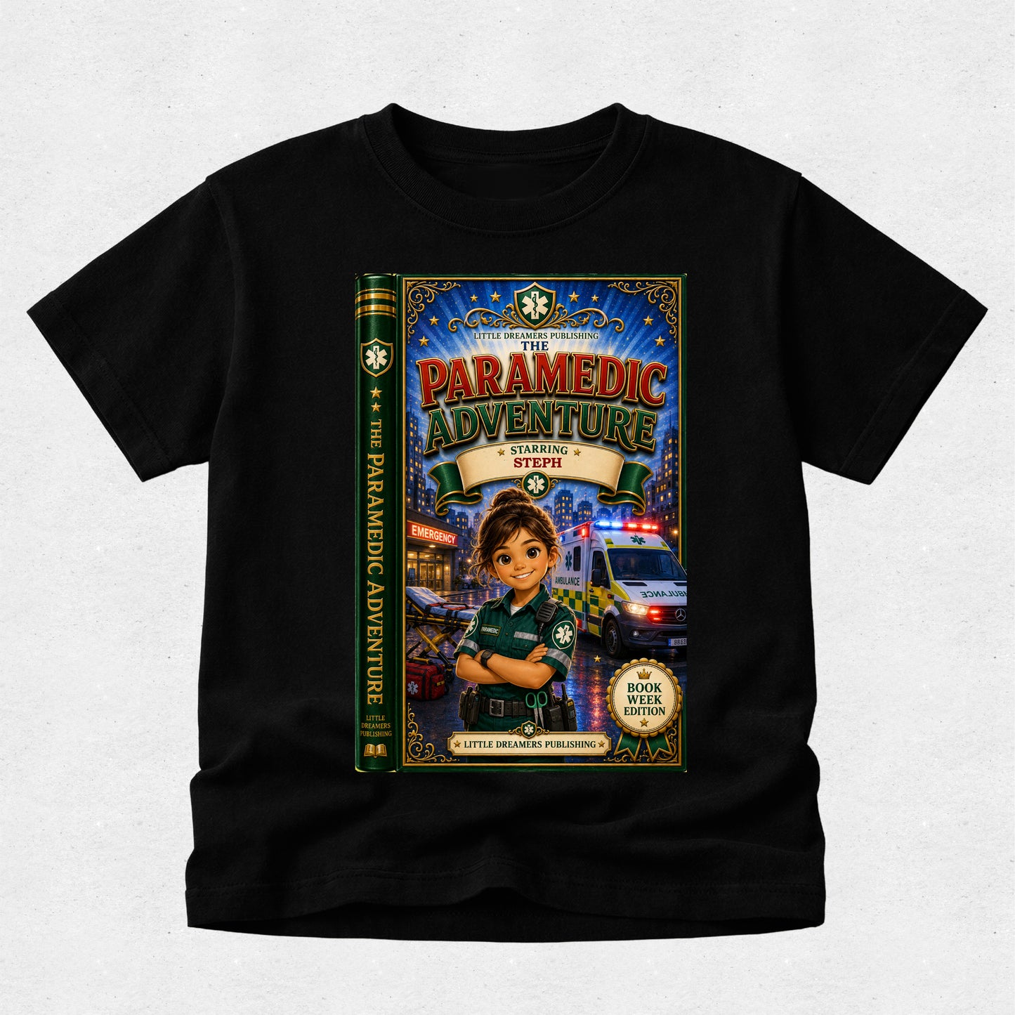 Personalised Book Starring your Child Tshirt - Book Week - Paramedic