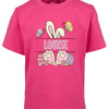 Pink t-shirt with Easter-themed graphics and the name 'Louise' on a white background