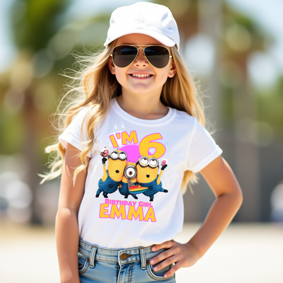 Close-up of Minions birthday t-shirt design