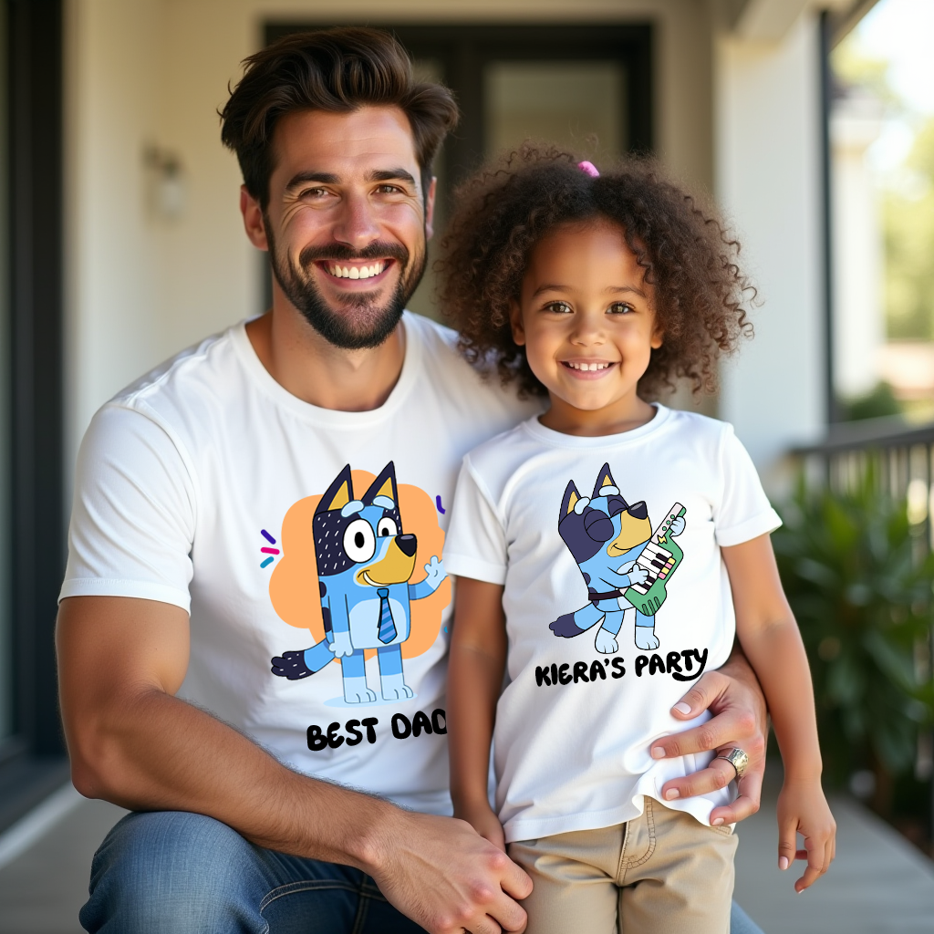 Custom Bluey Inspired TShirt – Pick your Character (Image Set 2)