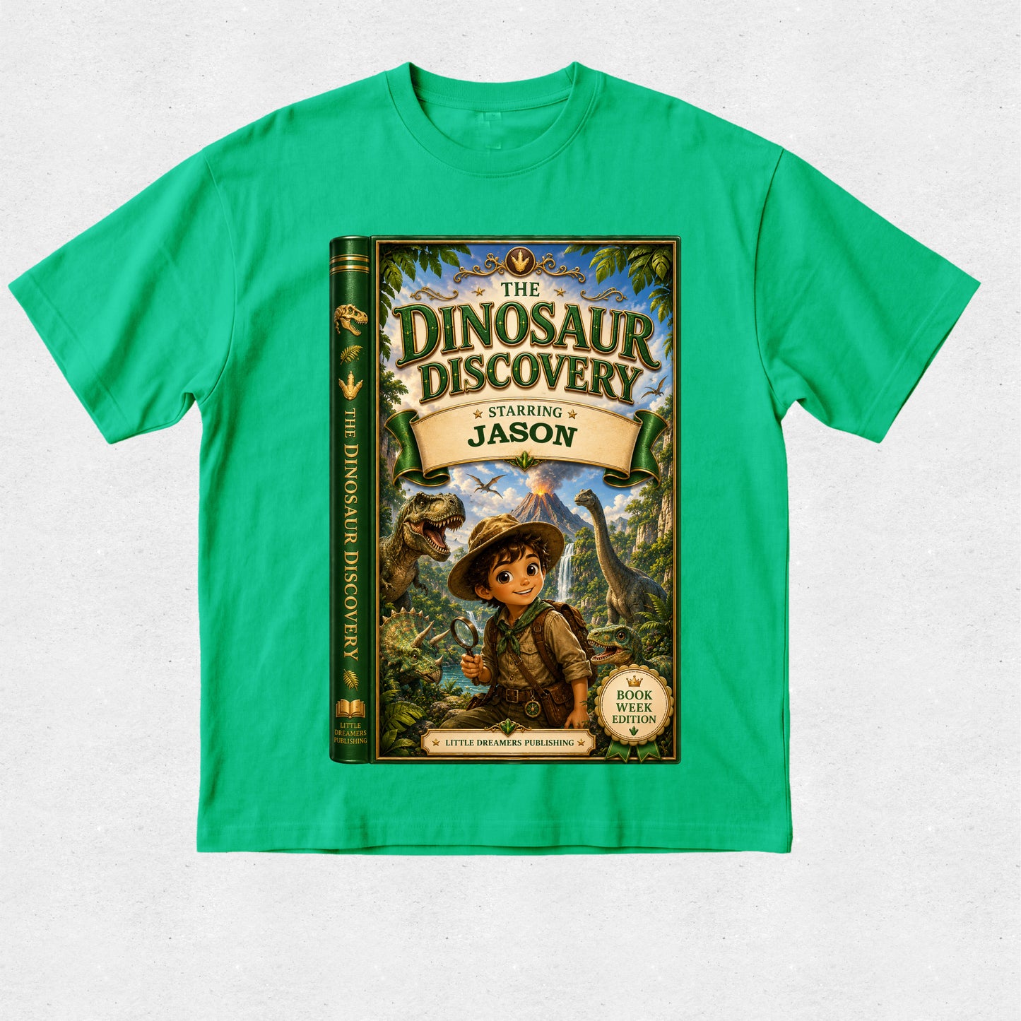 Personalised Book Starring your Child Tshirt - Book Week - Dinosaur