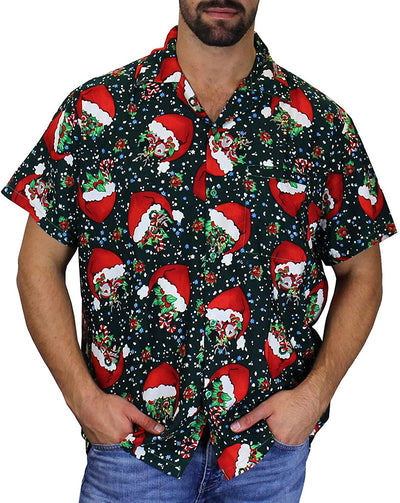 Christmas Button Up Shirt  – Green Santa Tree