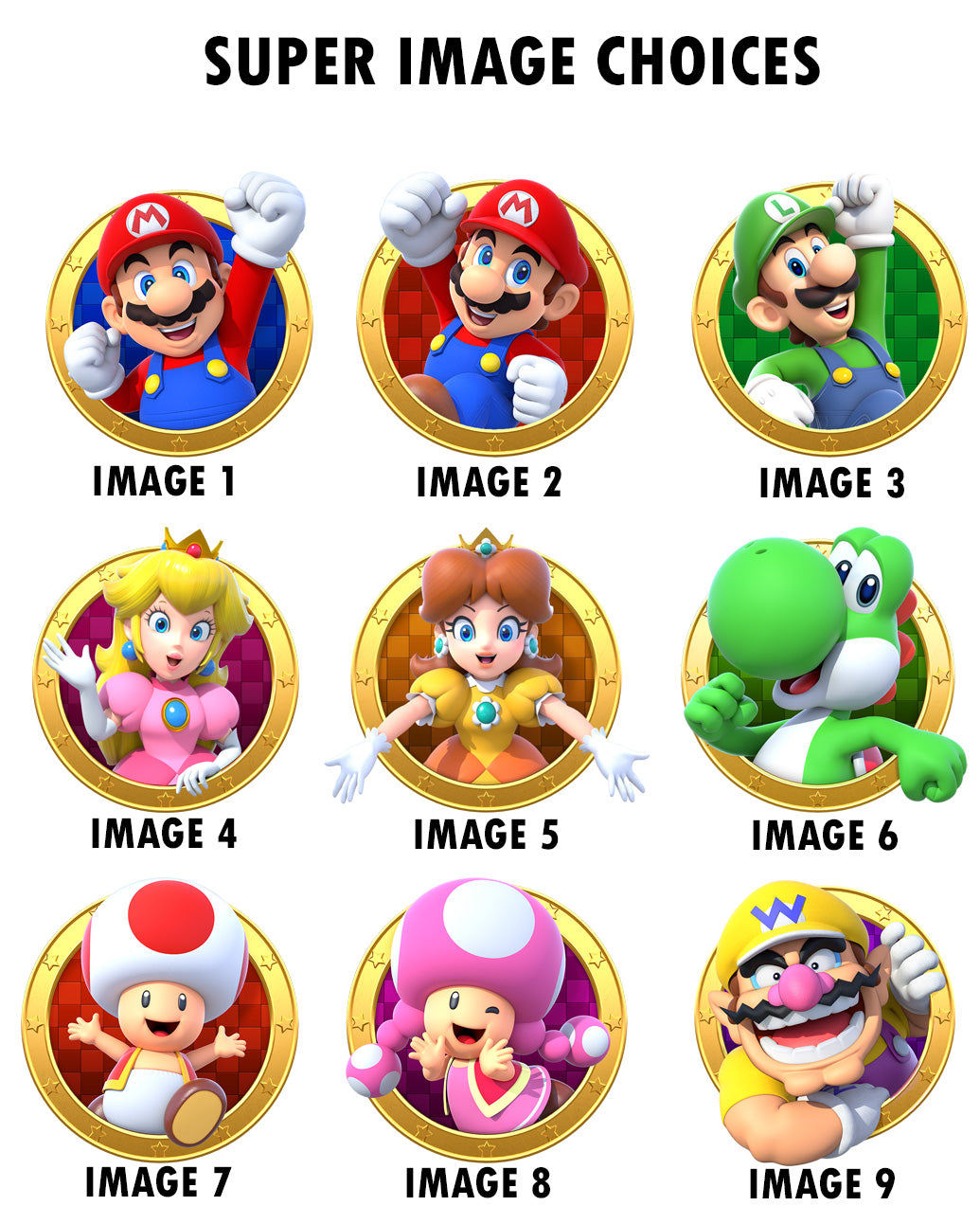 Personalisation options for Super Mario birthday t-shirt