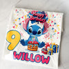 Close-up of Lilo & Stitch inspired birthday t-shirt print