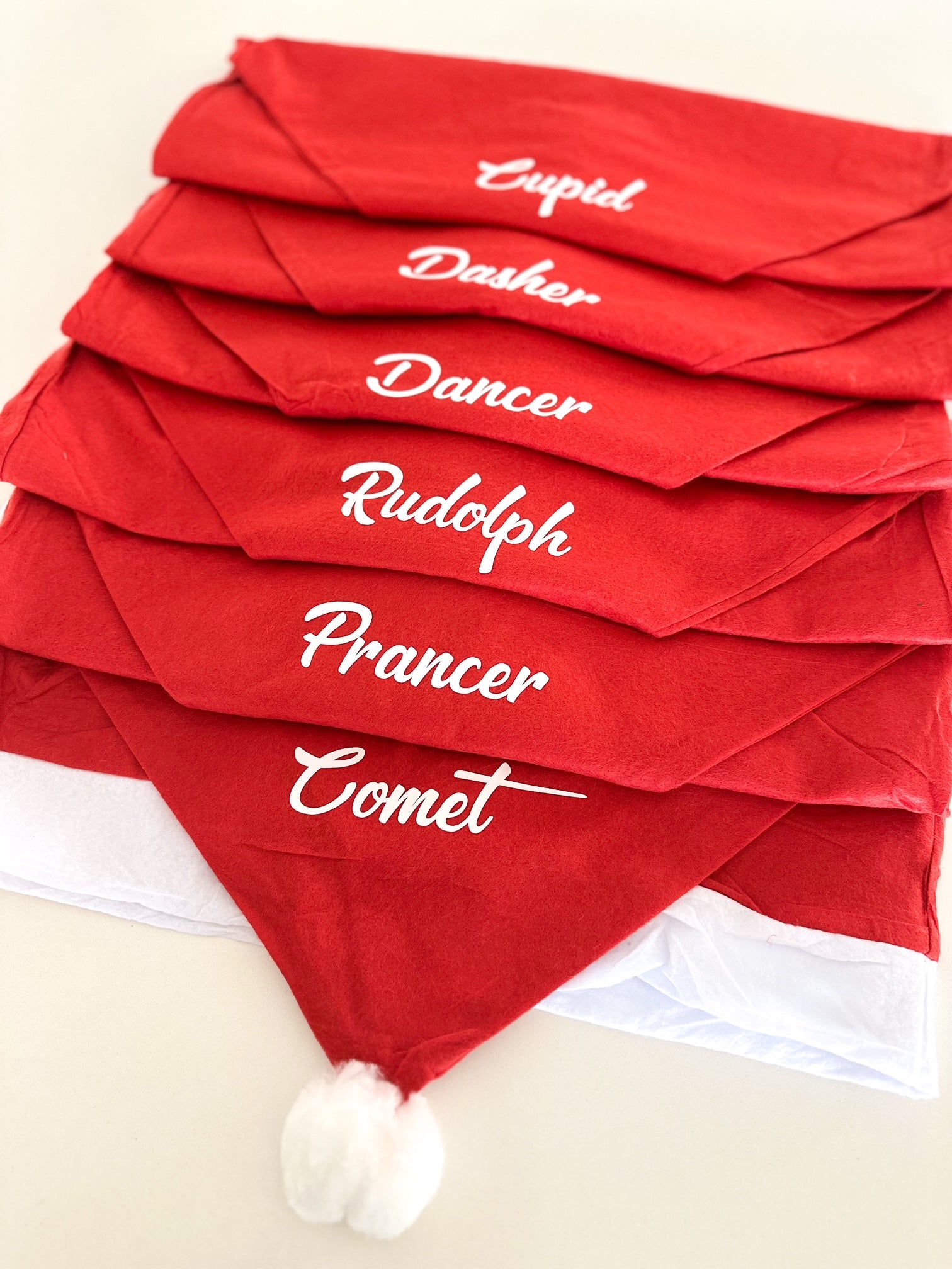 Christmas chair decorations personalised with names for family gatherings
