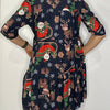 Christmas Tiered Shirt Dress with Pockets  – Navy