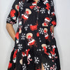Christmas Tiered Shirt Dress with Pockets  – Black