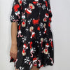 Christmas Tiered Shirt Dress with Pockets  – Black