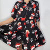 Christmas Tiered Shirt Dress with Pockets  – Black
