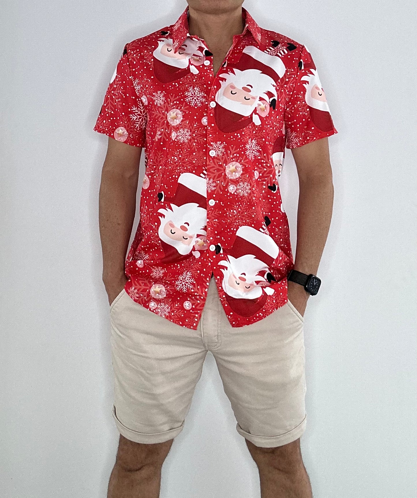 Christmas Button Up Shirt  – Red