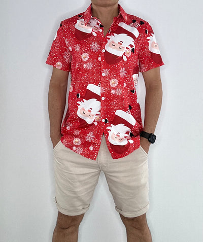 Christmas Button Up Shirt  – Red