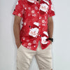 Christmas Button Up Shirt  – Red