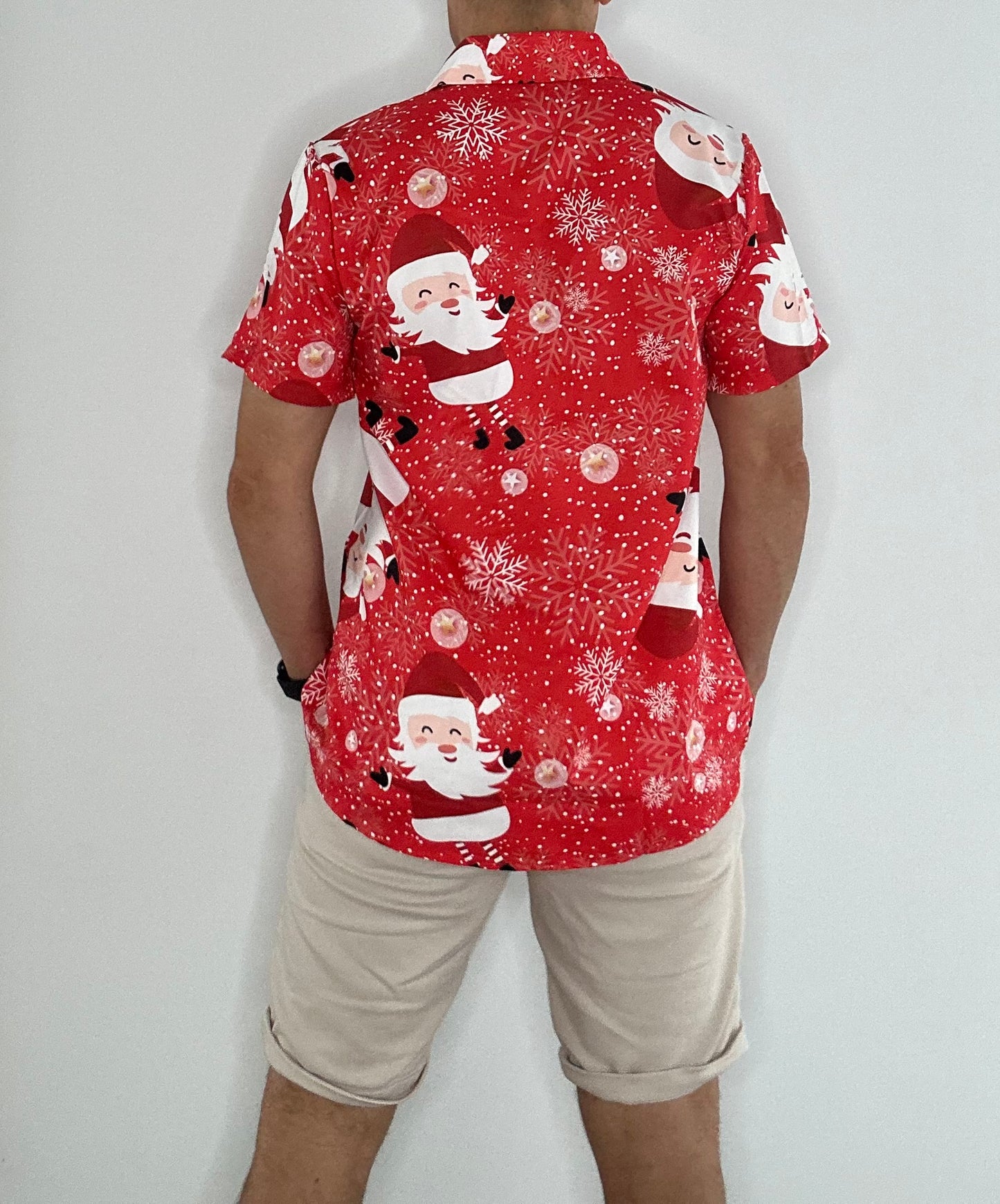 Christmas Button Up Shirt  – Red