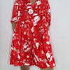 Christmas Tiered Shirt Dress with Pockets  – Red
