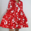 Christmas Tiered Shirt Dress with Pockets  – Red