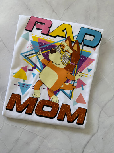 Rad Mom Chilli Bluey Inspired T-Shirt folded on flat lay