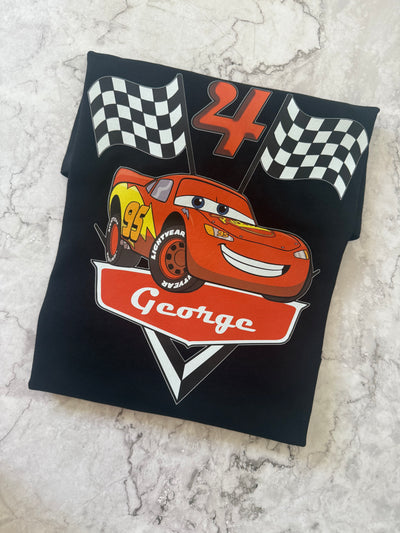 Custom Disney Cars birthday shirt with racing design