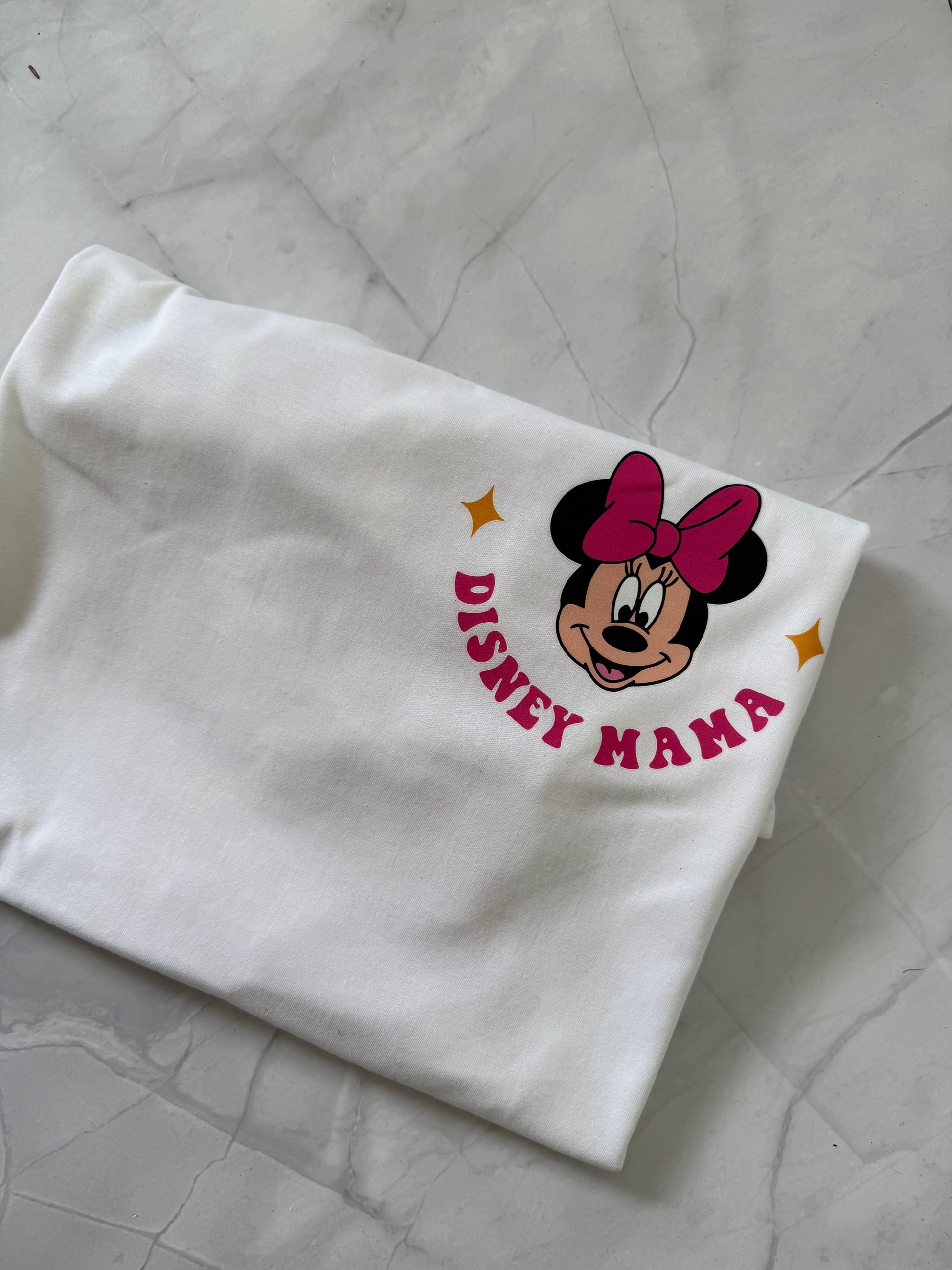 Close-up of “In My Disney Mama Era” design showing font detail and print quality