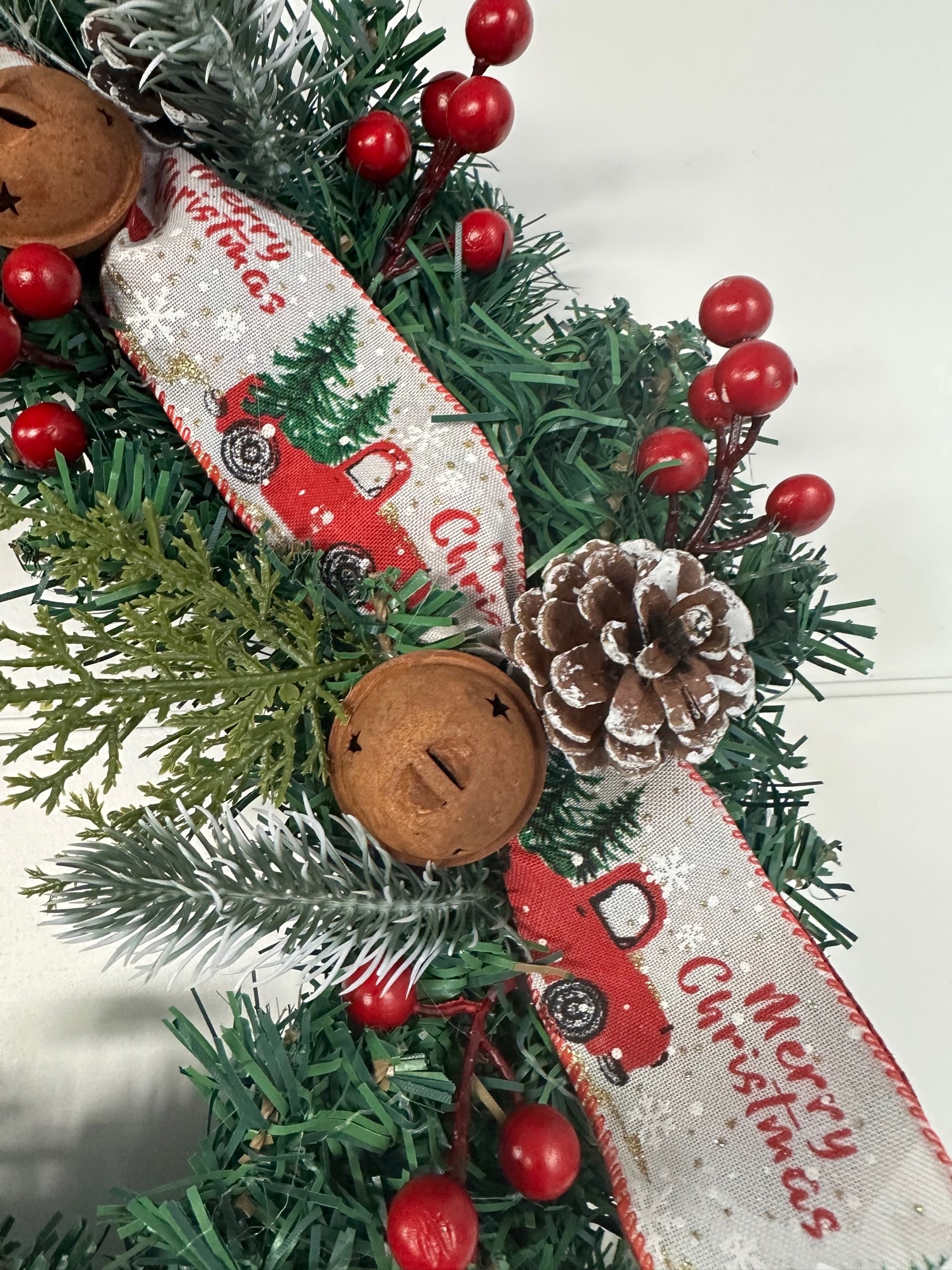 Christmas wreath with custom name for front door