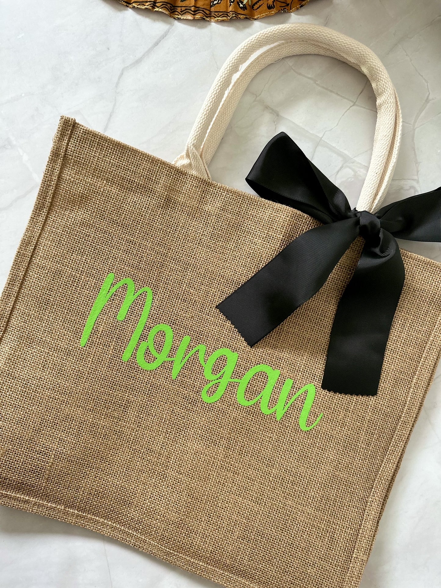 Personalised Large Jute Tote Bag - Natural