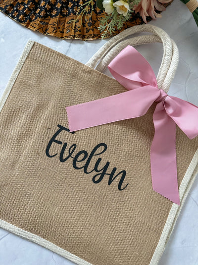 Personalised Large Jute Tote Bag - White