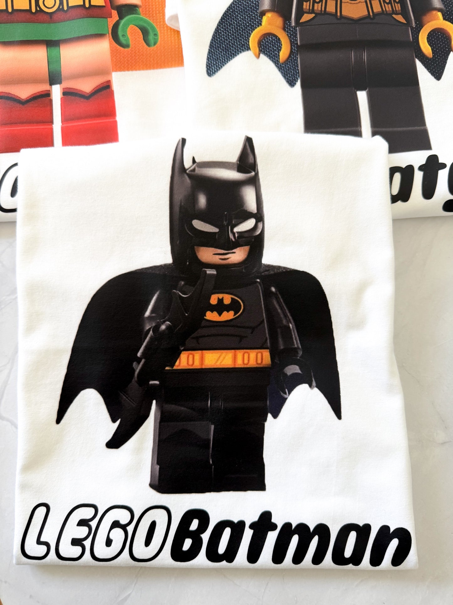  Design options for Lego superhero character t-shirt