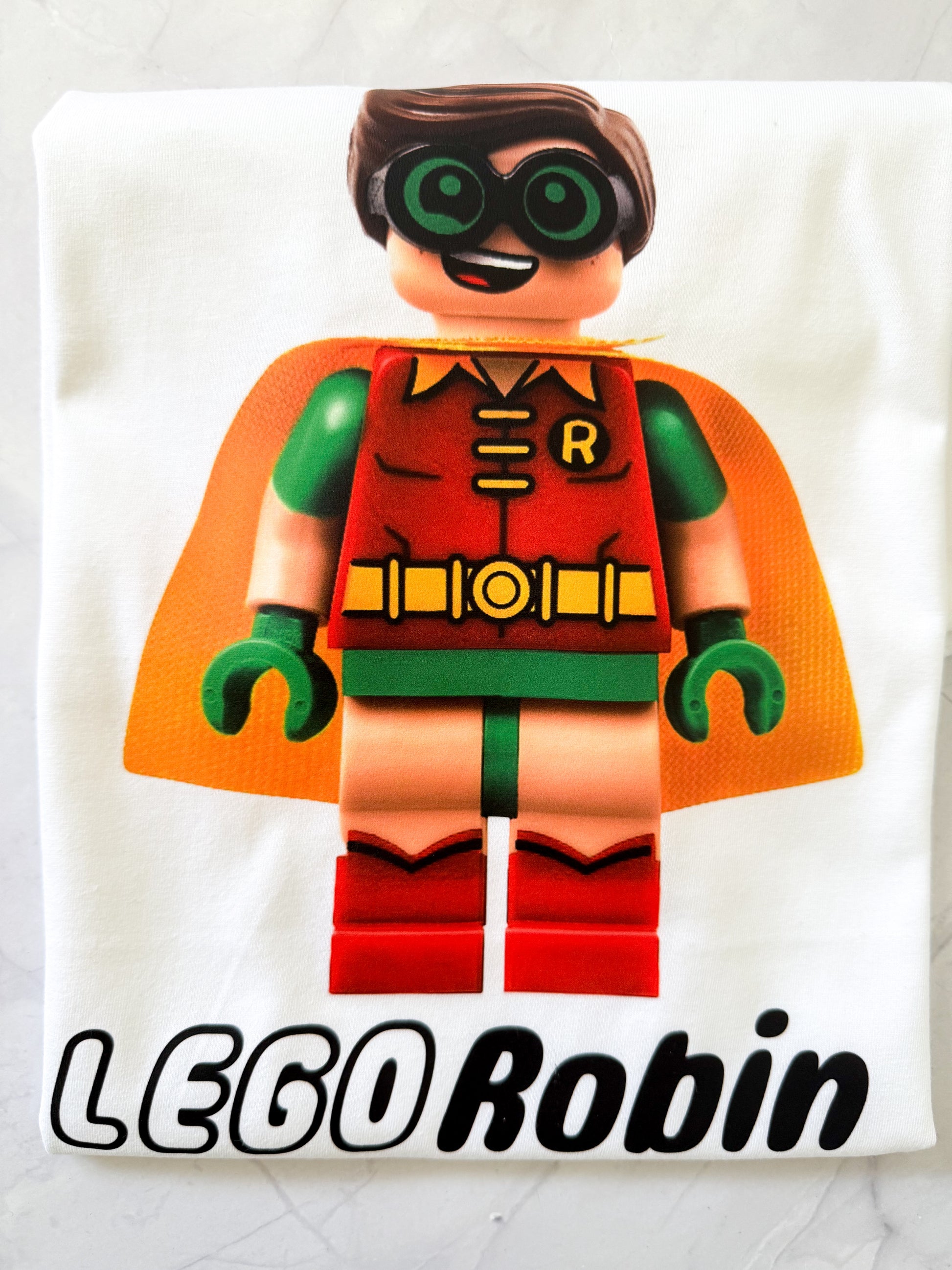  Kids birthday t-shirt with Lego superhero trio design