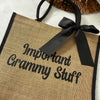 Personalised Large Jute Tote Bag - Black