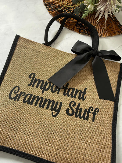 Personalised Large Jute Tote Bag - Black