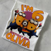 Minions birthday t-shirt detail showing bright yellow color