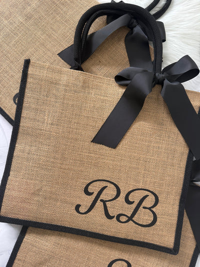 Personalised Large Jute Tote Bag - Black