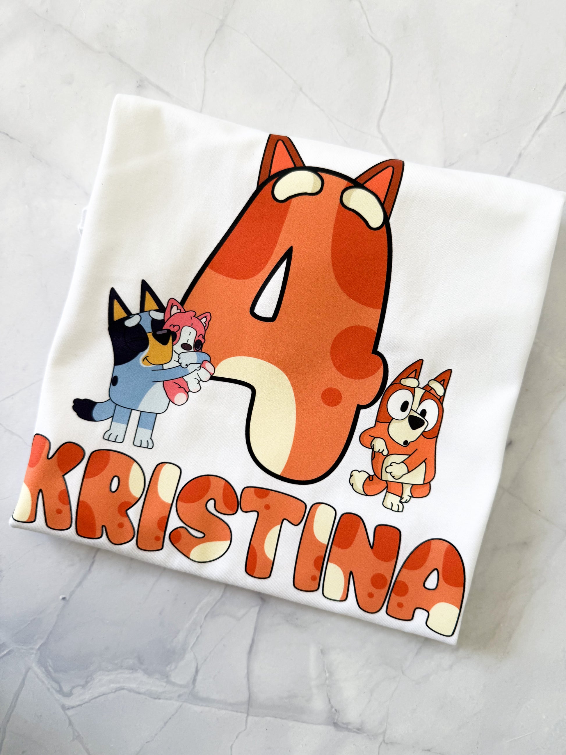 Personalized Bluey inspired birthday shirt for children’s party outfit