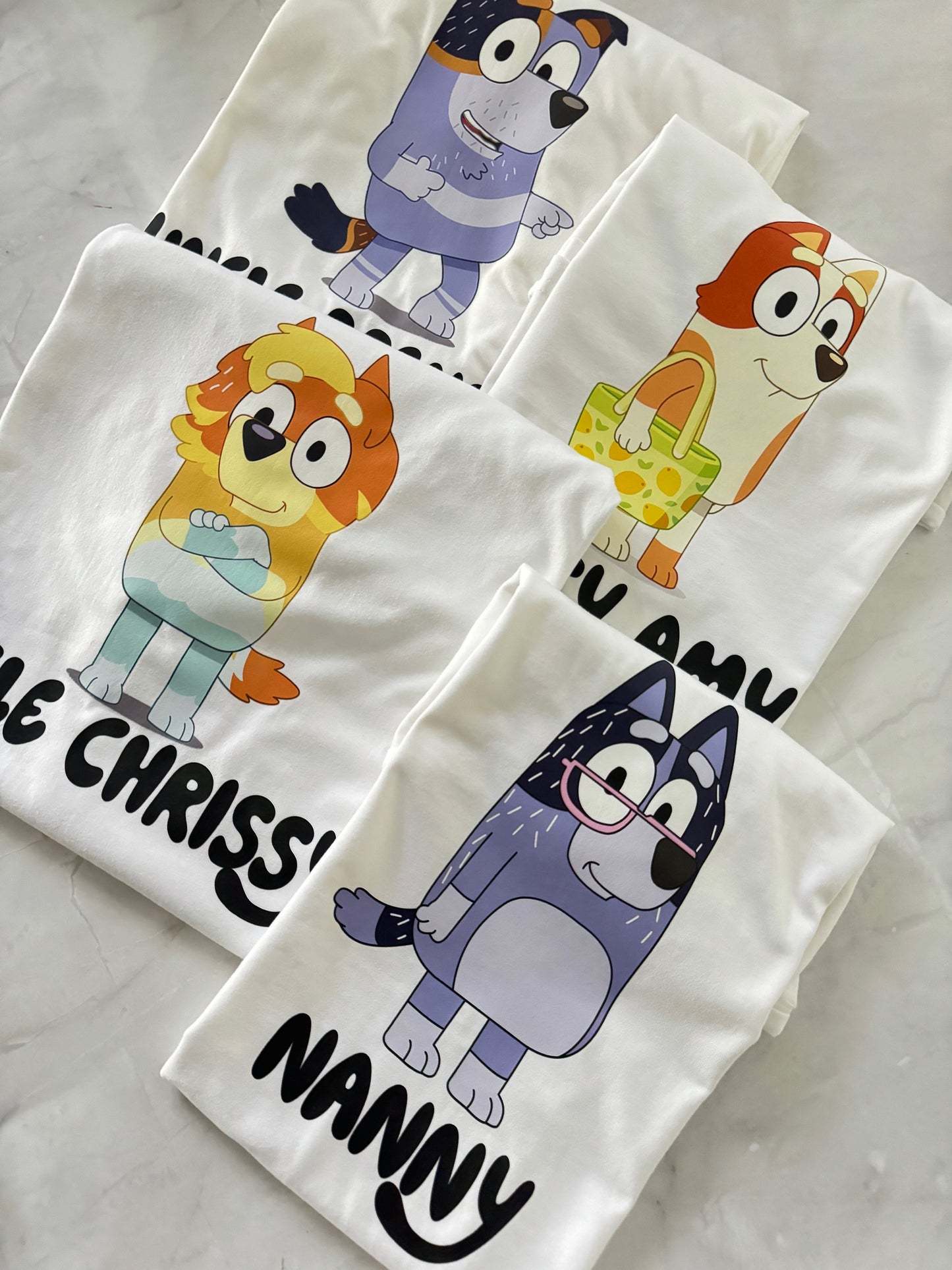 Custom Bluey Inspired TShirt – Pick your Character (Image Set 1)