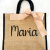 Personalised Large Jute Tote Bag - Black