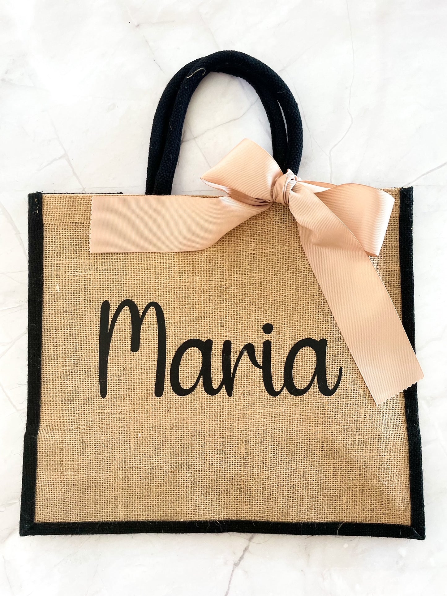 Personalised Large Jute Tote Bag - Black