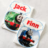 Custom kids' train birthday shirt inspired by Thomas the Tank Engine