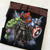 Personalised superhero party shirt for boys or girls with comic-style design