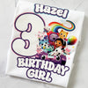 Child wearing Gabby's Dollhouse birthday t-shirt