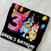 Bluey & Bingo Double the Fun kids birthday tee for party celebrations