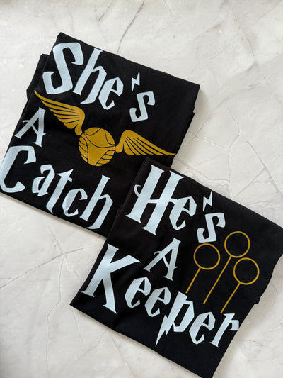 Cute and quirky couple shirts with playful text – perfect for gifts or date night