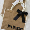 Personalised Large Jute Tote Bag - White